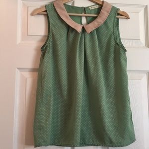 Mint green polka dot blouse